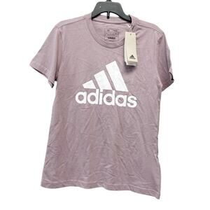 Adidas Women's Essentials Logo Short Sleeve Gym‎ Graphic T Shirt Mauve Purple XS